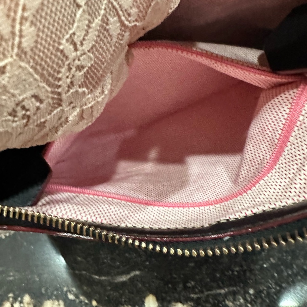 Dooney & Bourke Y2K White Logo Crescent Shoulder Bag with Dark Brown Trim - Picture 8 of 13